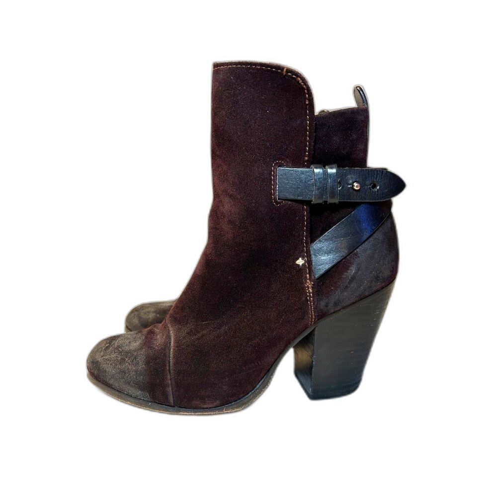 Rag & Bone Burgundy Suede Buckle Ankle Kinsey Boots